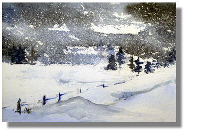 Winterlandschaft Aquarell